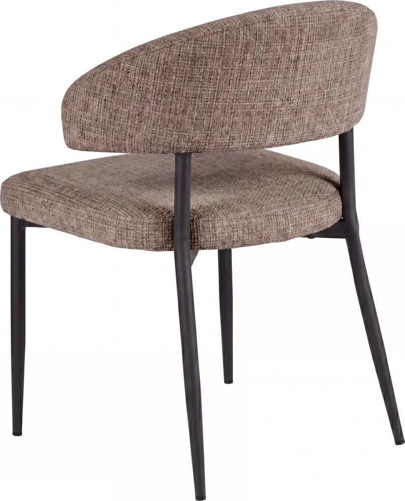 IRIS gedempt bruin (stof Juto 24) / zwart onderstel – MODERNE GESTOFFEERDE STOEL VOOR WOONKAMER/EETKAMER BOHO