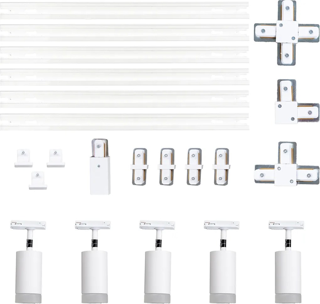 Modern railsysteem met 5 spots wit 1-fase - Iconic Jeana