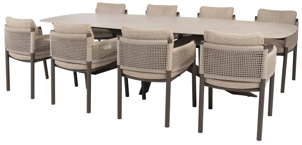 4 Seasons Outdoor Savanne tuinset met Prado tafel 300 cm Tuinstoel bruin weerbestendig