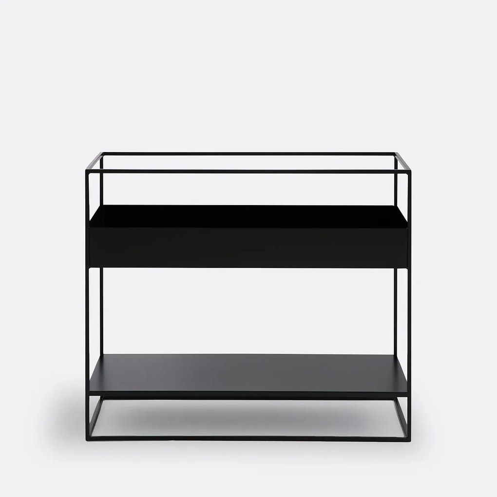 Opbergrek voor achter de bank met stalen lade, Miva