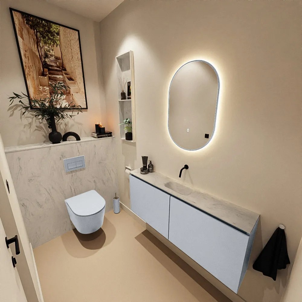 Mondiaz Ture DLux toiletmeubel 120cm clay met wastafel opalo midden zonder kraangat