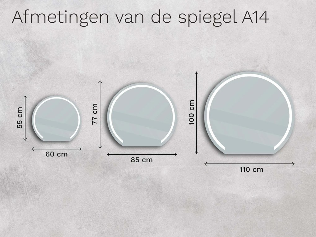 Atypische spiegel met LED verlichting A14