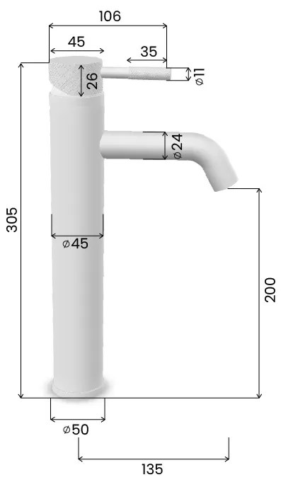 Saniclear Plus Curved hoge wastafelkraan verouderd messing