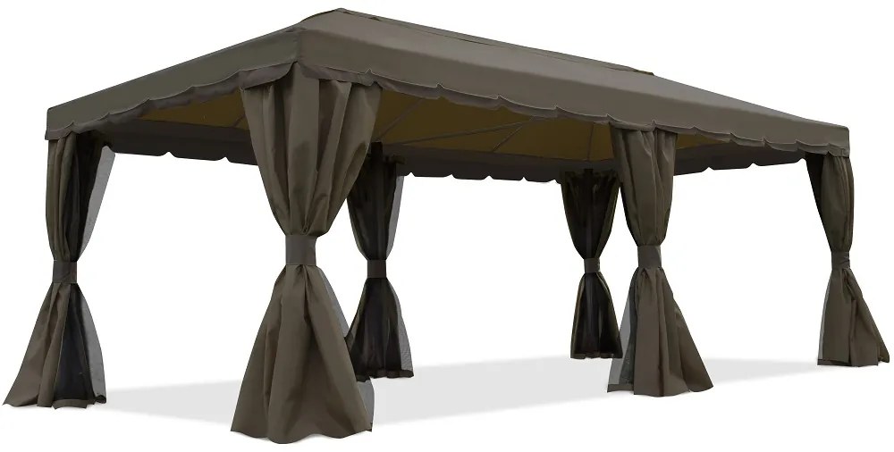 Bruin tuinpaviljoen met muskietennet Valencia 3x6 m Garden Point