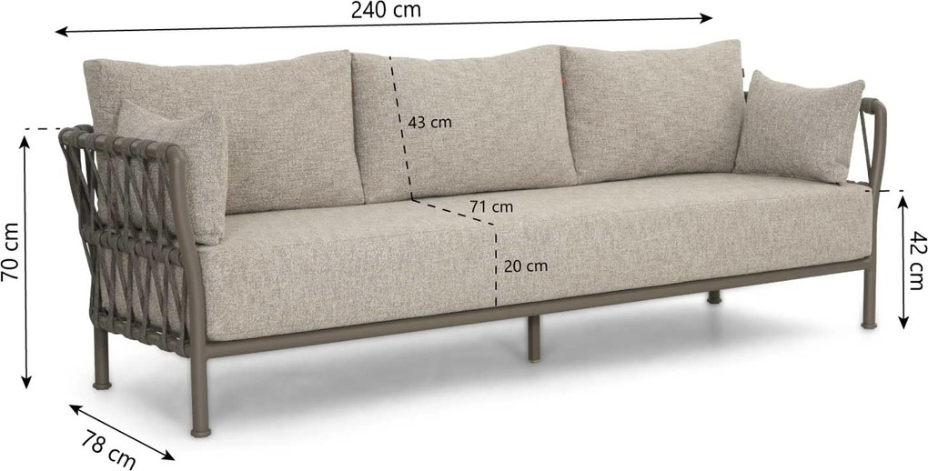 Hoek loungeset 5 personen Rope Taupe  Santika Furniture Santika