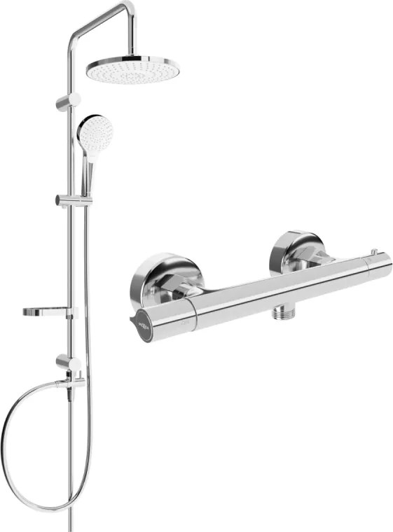 Mexen Erik opbouwdoucheset met regendouche en thermostatische mengkraan Slim, chroom - 77105205-00