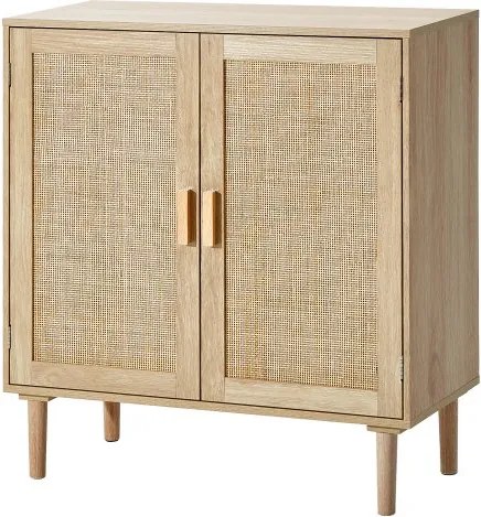 VEVOR Rotan kast Rotan ladekast Opbergkast met 2 magnetische deuren en verstelbare planken en handgrepen, dressoir Buffetkast voor hal Entree Woonkamer Keuken Hal