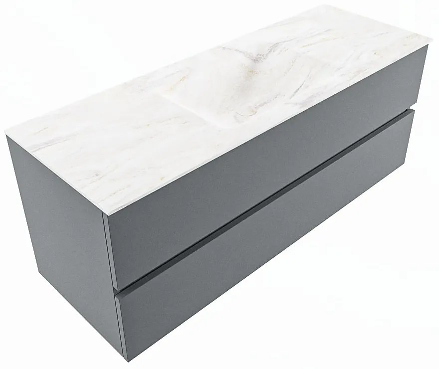 Mondiaz Vica DLux badmeubel 130cm plata 2 lades met wastafel ostra midden zonder kraangat