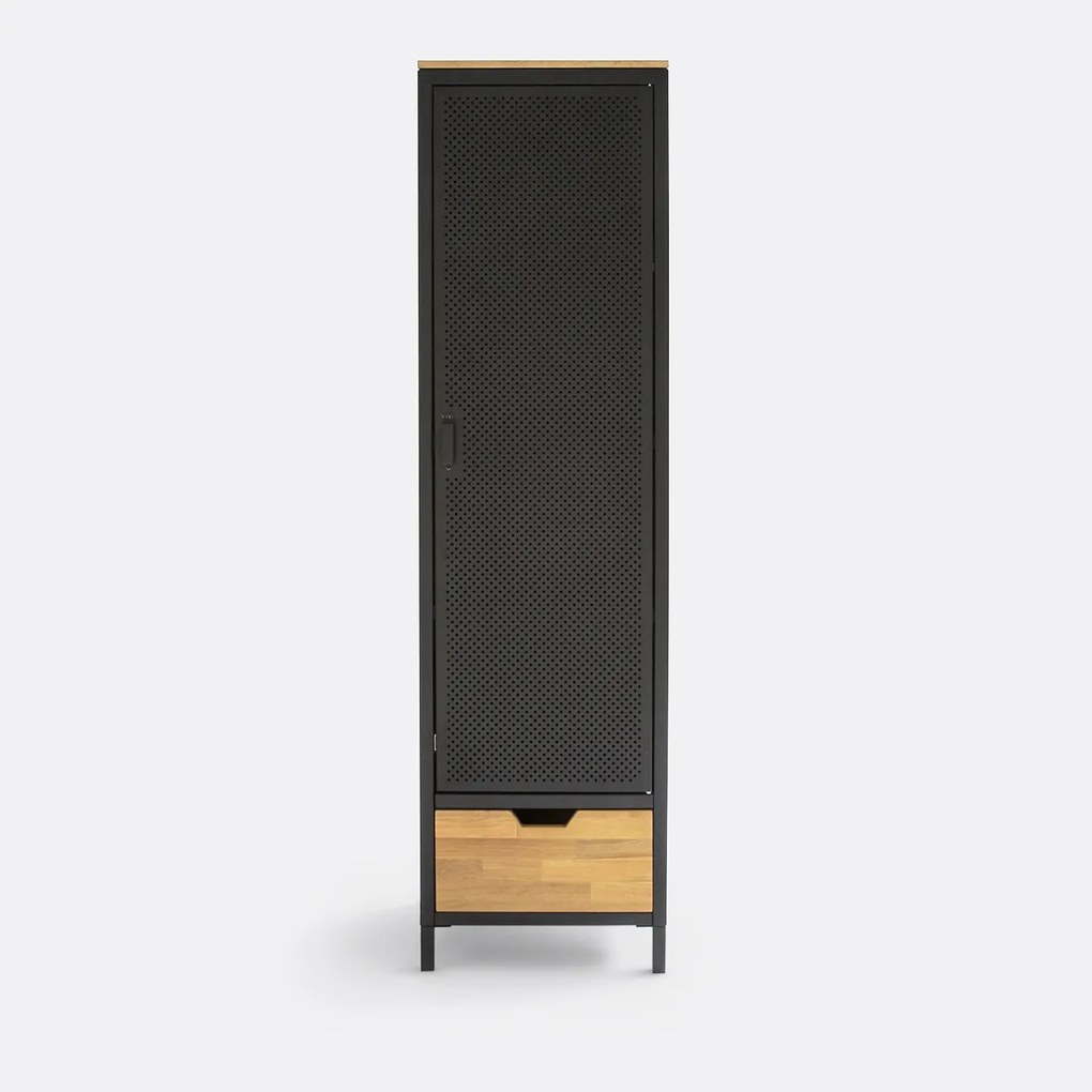Kast in metaal en eik, 1 deur en 1 lade Agama