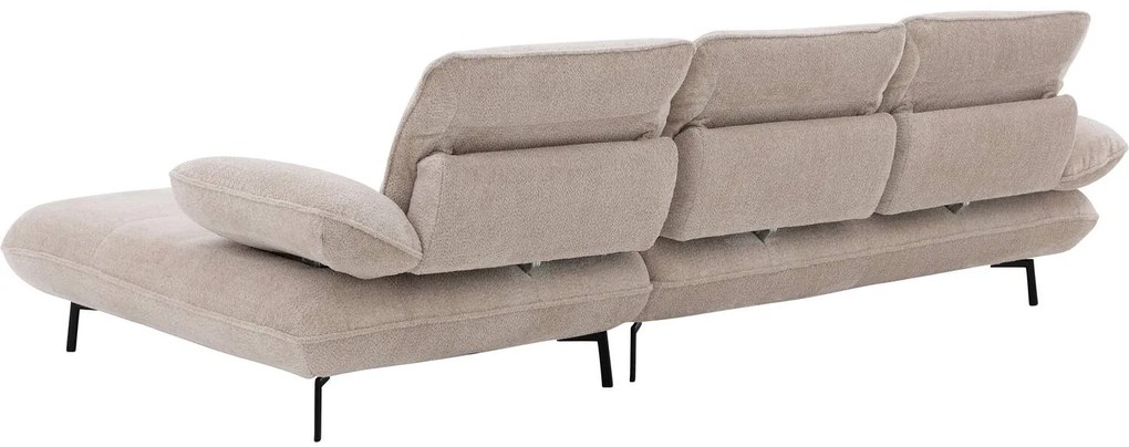 Goossens Excellent Bank Leandro beige, stof, 2,5-zits, modern design met chaise longue rechts