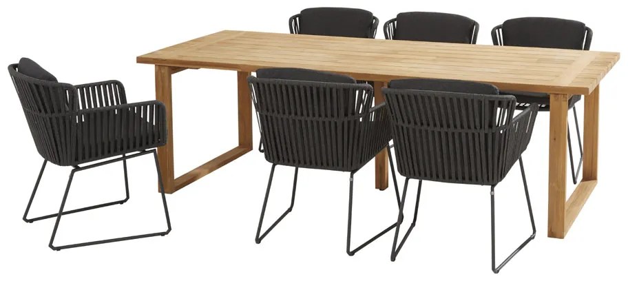 Taste by 4 Seasons Vitali dining set met Goa HPL tafel 160 cm dark grey  Tuinset    antraciet weerbestendig