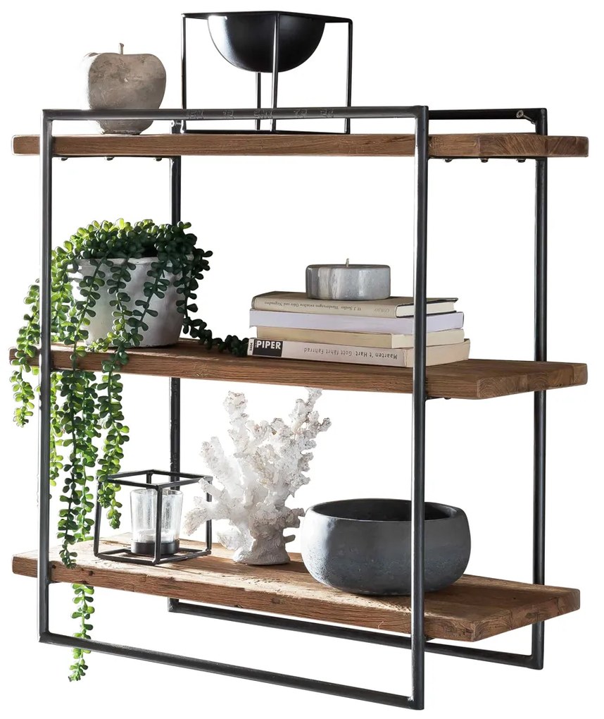 Wandrek Van Hout En Metaal 60x60 Cm - 60x22x60cm.