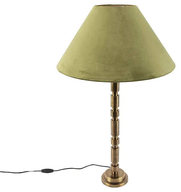 Art Deco tafellamp met velours kap groen 50 cm - Torre Art Deco E27 rond Binnenverlichting Lamp