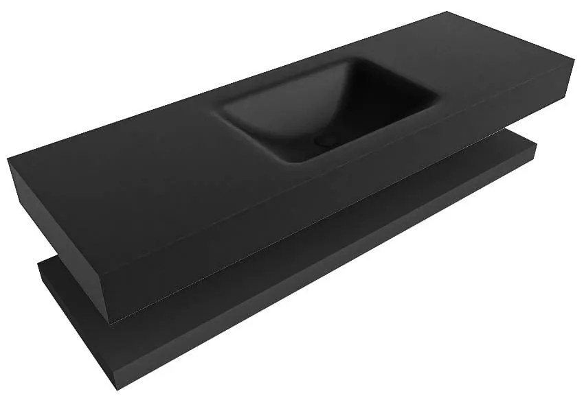 Zaro Alan badmeubel 140cm met planchet urban en vrijhangende wastafel cloud midden zonder kraangat urban