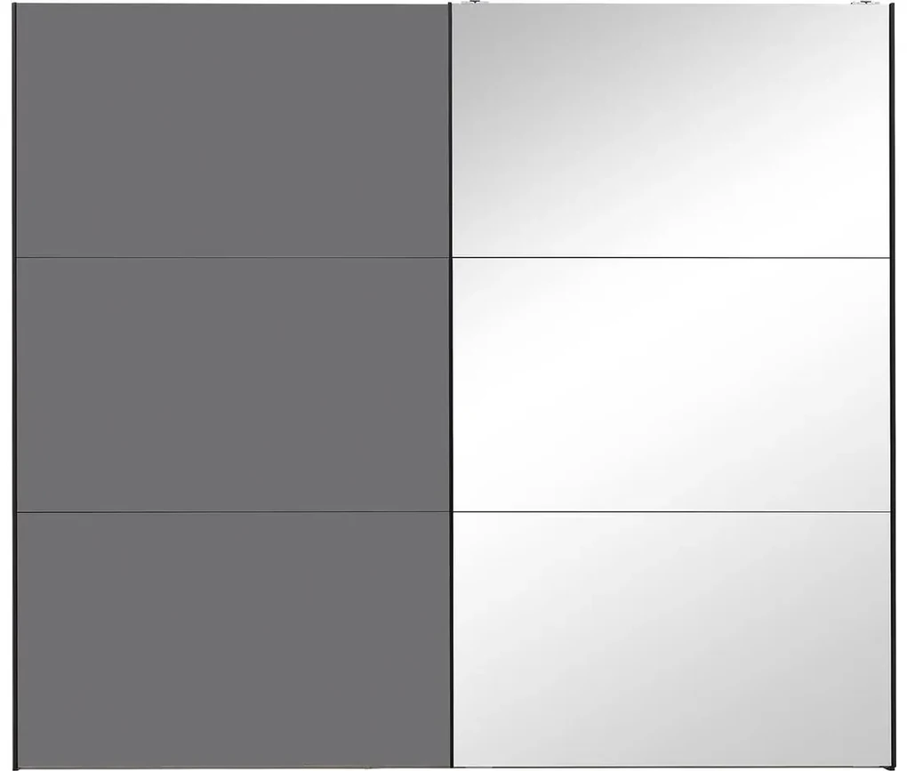 Goossens Kledingkast Easy Storage Sdk, 203 cm breed, 220 cm hoog, 1x 3 paneel glas schuifdeur li en 1x 3 paneel spiegel schuifdeur re