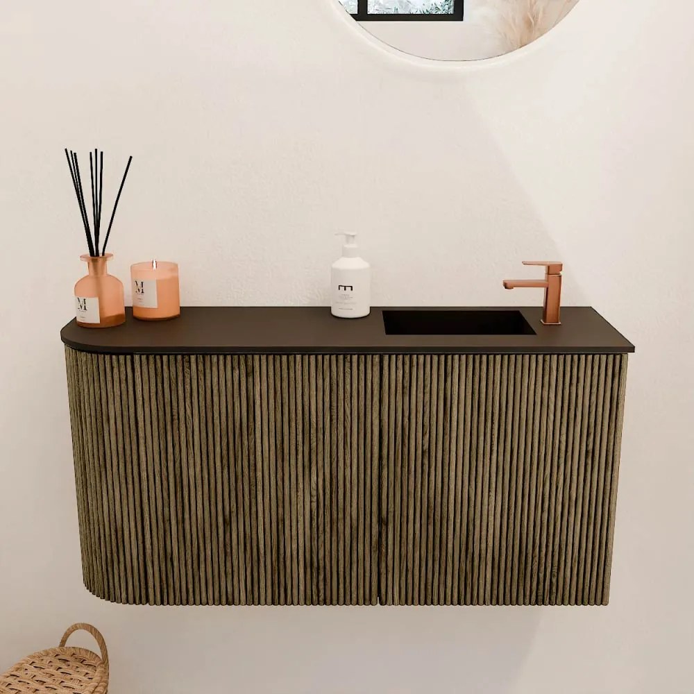 Mondiaz Joya 80cm toiletmeubel ronding links dusk met wastafel faye rechts 1 kraangat urban