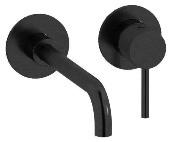 Plieger Roma inbouw wastafelkraan coldstart zwart chroom geborsteld