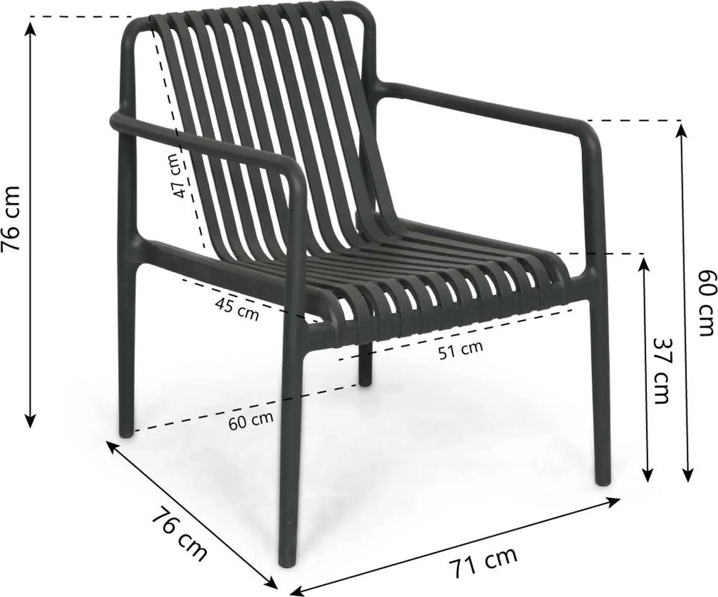 Tuinstoel stapelbaar Kunststof Grijs-antraciet Domani Furniture Alba  antracite