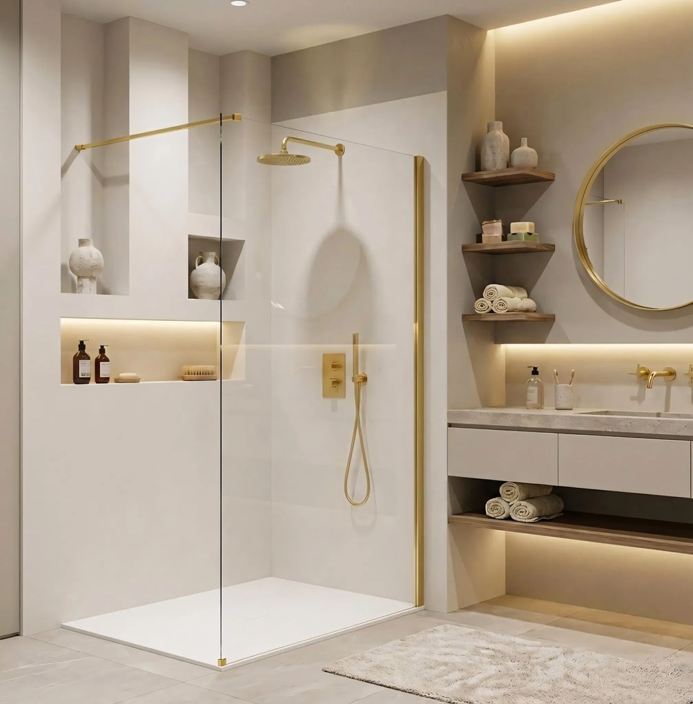 Walk-in douchewand Rea Flexi Transparent / Gold 100