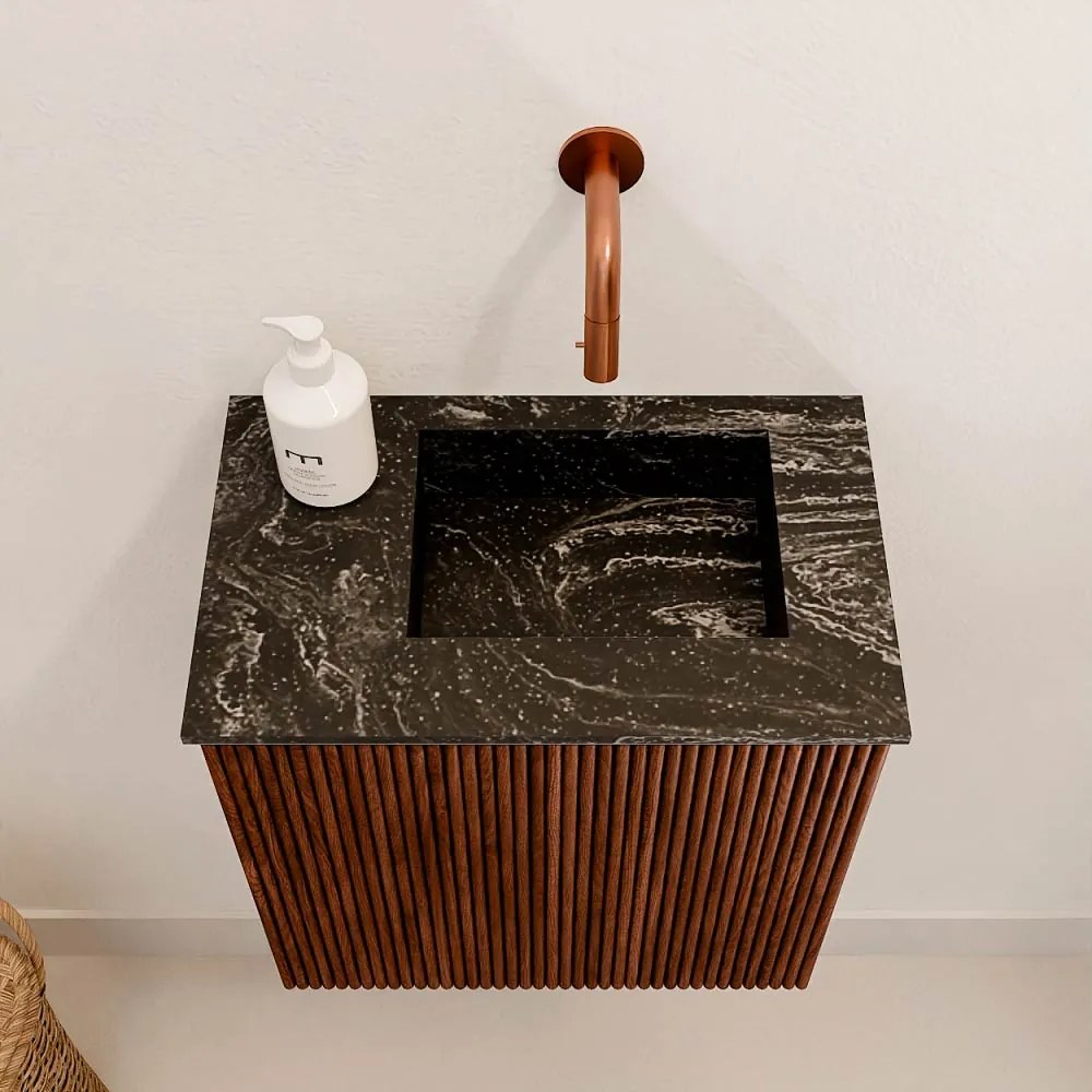 Mondiaz Joya DLux 40cm toiletmeubel ruby met wastafel faye rechts zonder kraangat lava