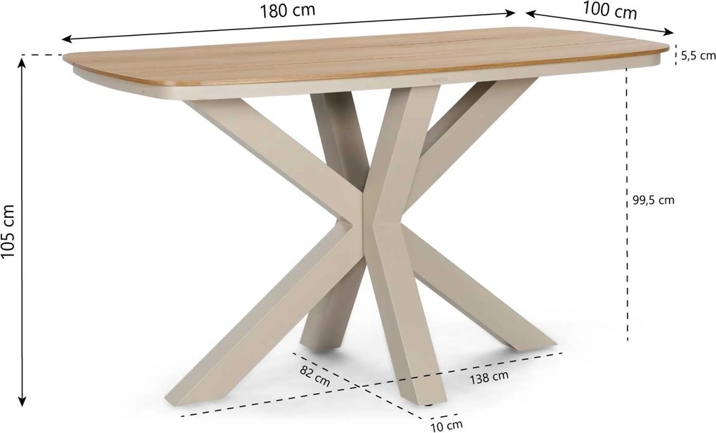 Lifestyle Garden Furniture Vicente/Noelle X Barset Rope Zand/Beige 5-delig