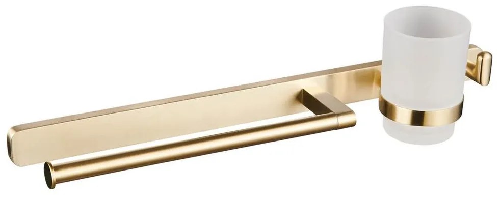 Eastbrook Asti messing handdoekbeugel, bekerhouder en handdoekhaak messing geborsteld