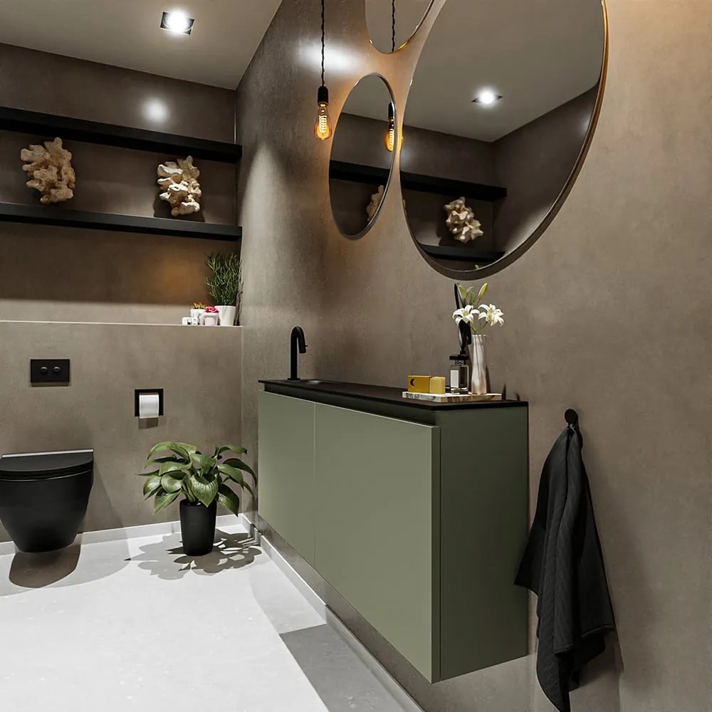 Mondiaz Ture 120cm toiletmeubel army met wastafel urban links 1 kraangat