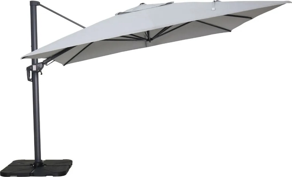 Garden Impressions Hawaii Big Pole zweefparasol 350x350 cm - donker grijs frame - licht grijs doek
