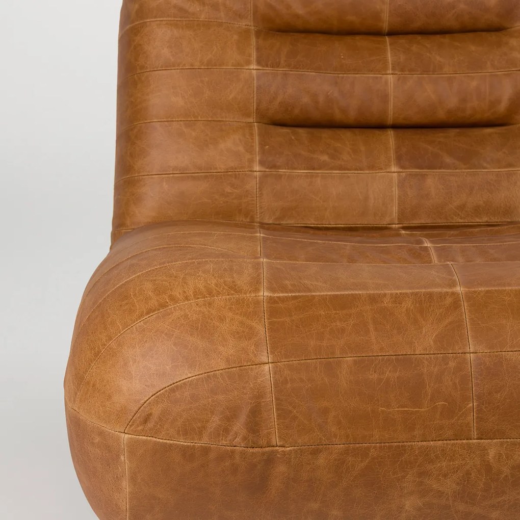 Dutchbone Wyatt Leren Lounge Fauteuil Cognac