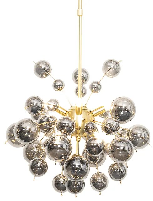 Design hanglamp messing met glas smoke 8-lichts - Explode