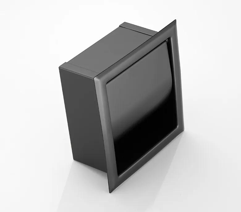 Saniclear Nero inbouw toiletrol houder met klep mat zwart