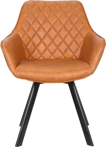 Eetkamerstoel - Ringo - Draaibaar - Lederlook cognac