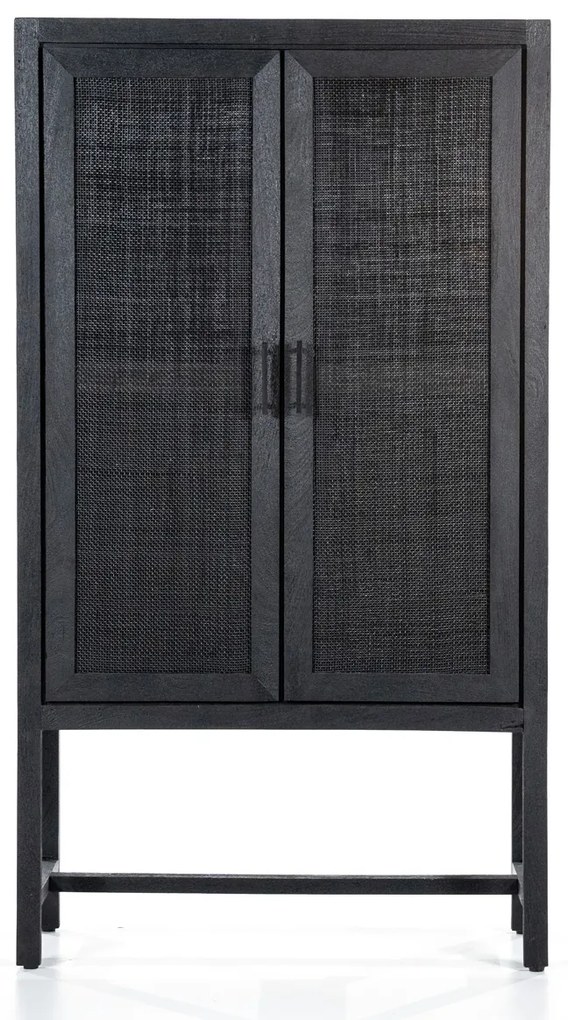Eleonora Vic Zwarte Kast Met Rotan Webbing - 90x35x160cm.