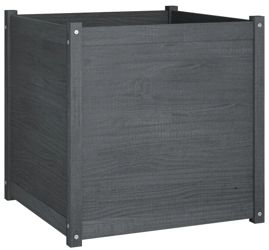 vidaXL Plantenbak 70x70x70 cm massief grenenhout grijs