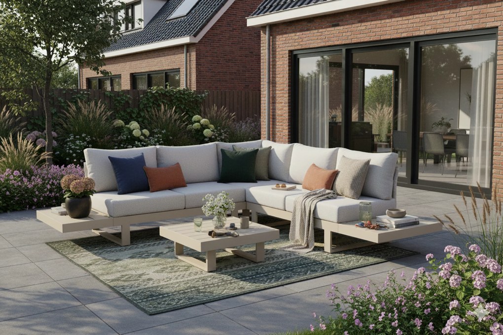 Hoek loungeset 5 personen Aluminium Taupe  Lifestyle Garden Furniture Lorenzo