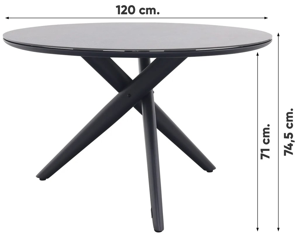 Dublin ronde tuintafel - Antraciet - 120 cm.