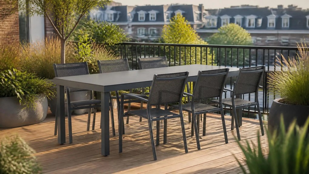 Tuinset 6 personen 220 cm Aluminium/textileen Grijs Lifestyle Garden Furniture Sella/Porto