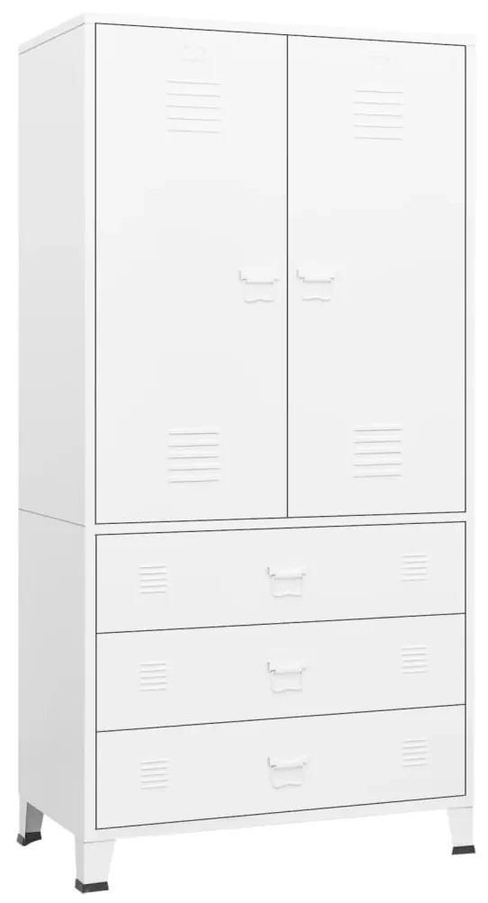 vidaXL Kledingkast industrieel 90x50x180 cm metaal wit