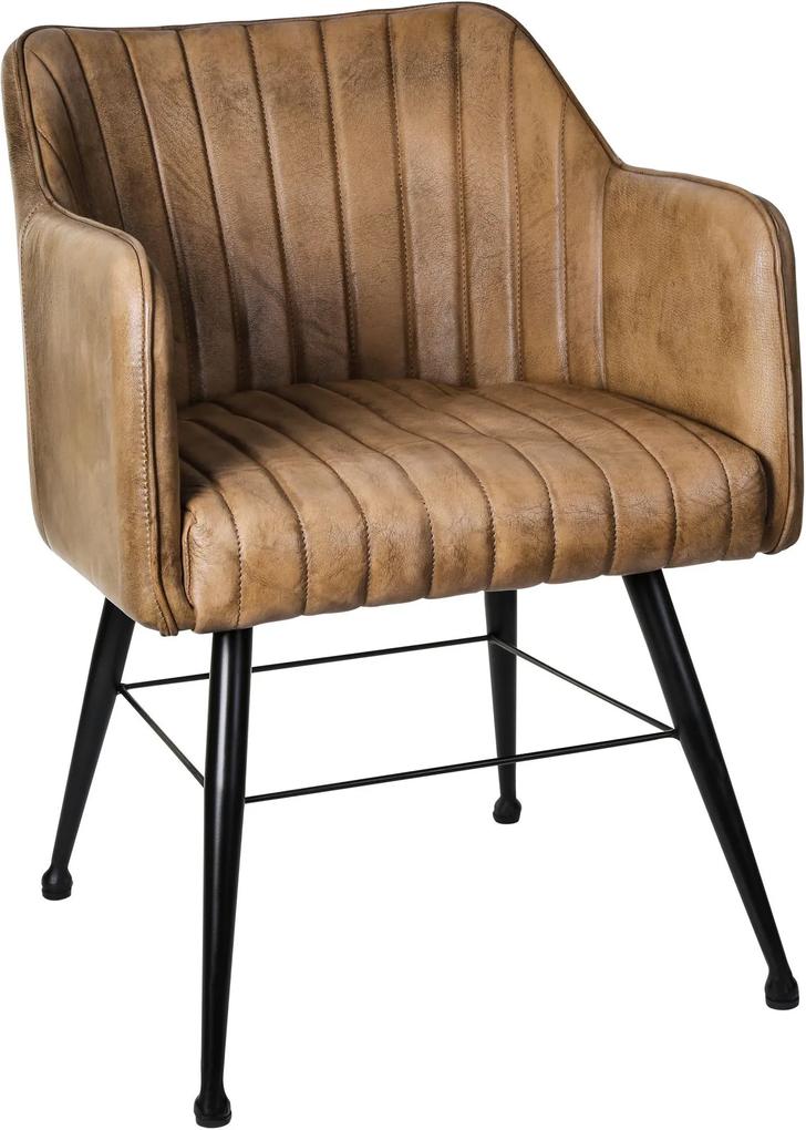PTMD Collection | Eettafelstoel Galvin lengte 47.5 cm x breedte 51 cm x hoogte 77 cm beige stoelen leer, ijzer meubels stoelen & fauteuils