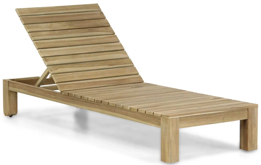 Santika Furniture Santika Arlington Lounger Met Green Kitsilano Kussen Teak Old Teak Greywash