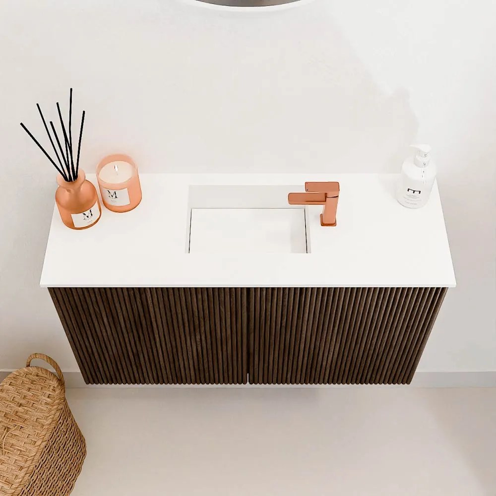 Mondiaz Joya 70cm toiletmeubel walnut met wastafel faye midden 1 kraangat talc