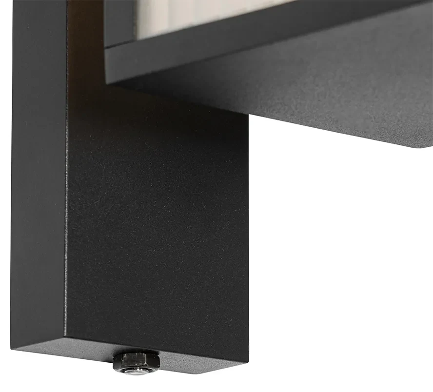 Buiten wandlantaarn zwart met ribbel glas en schemersensor - Charlois Modern E27 IP44 Buitenverlichting