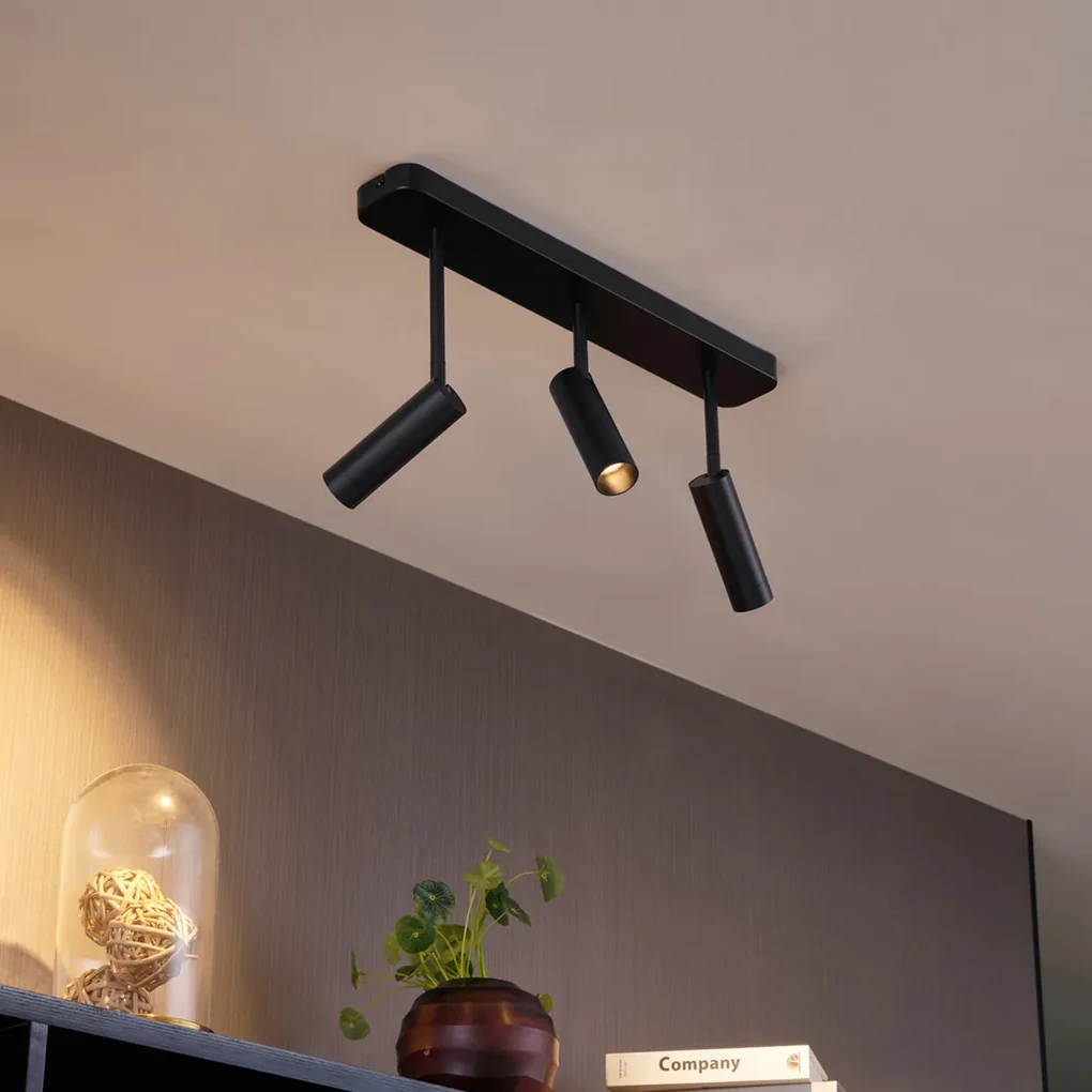 Afgerond plafondSpot / Opbouwspot / Plafondspot zwart GU10 35mm 3-lichts draai- en kantelbaar - Kate Modern GU10 Binnenverlichting Lamp