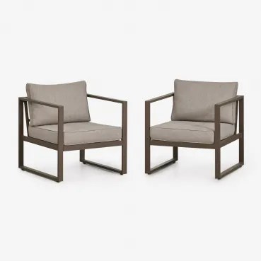 Set Van 2 Aluminium Tuinfauteuils Lipov Bruin – Chocolade - Sklum
