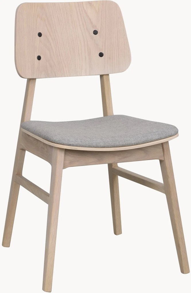 Eetkamerstoelen Nagano van eikenhout met gestoffeerde zitvlak, 2-delig