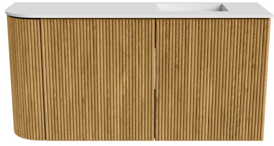 Mondiaz Joya 80cm toiletmeubel ronding links oak met wastafel faye rechts 1 kraangat talc
