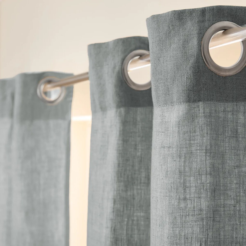 Gordijn in gewassen linnen met voering, met oogjes, Private