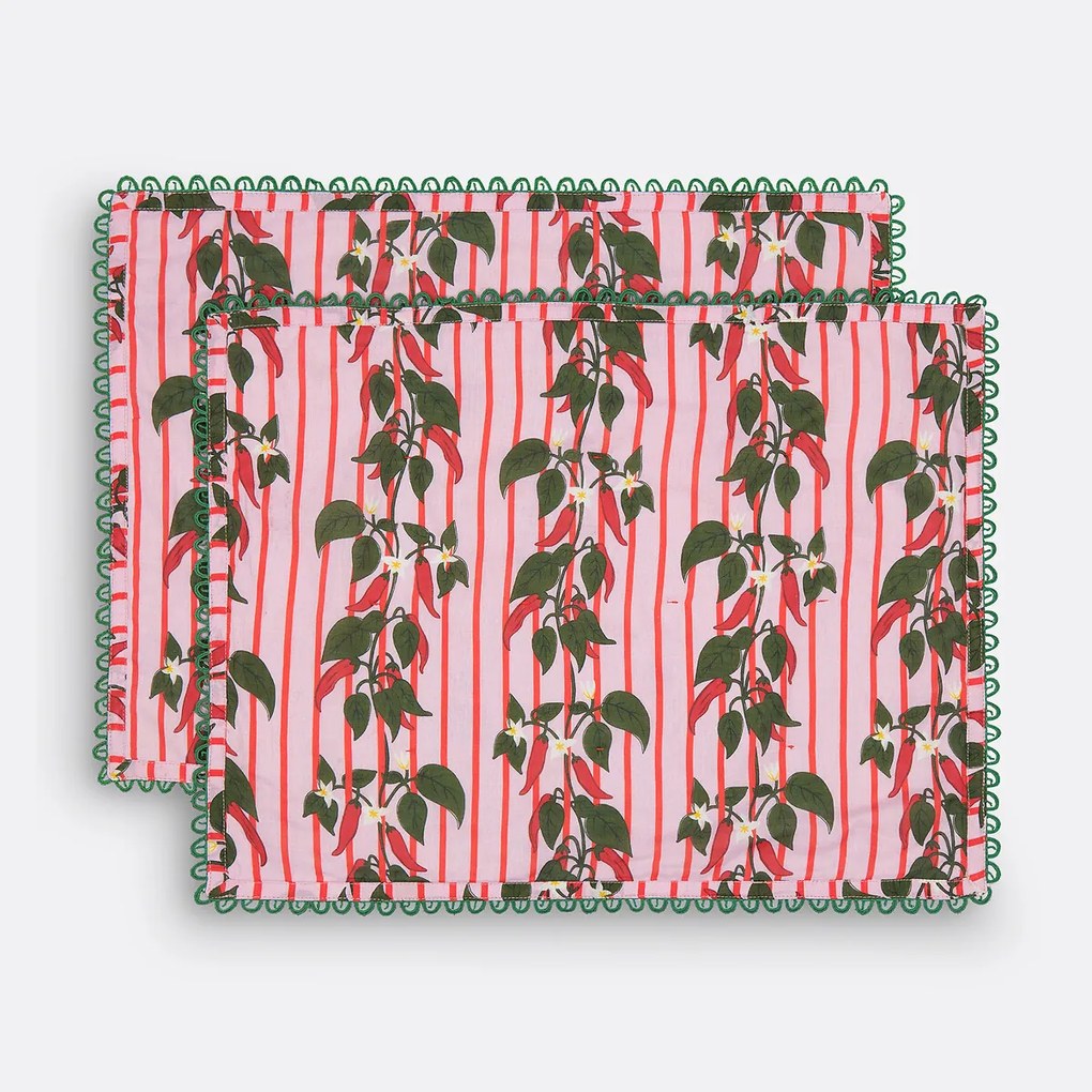 Set van 2 placemats in voilekatoen, Chili