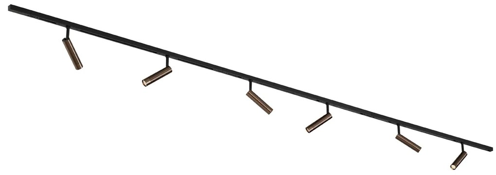 Modern railsysteem met 6 spots donker brons 1-fase - Slimline Uzzy