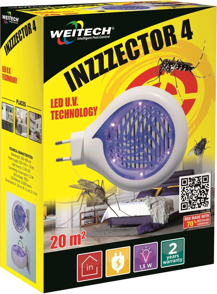 Weitech WK8203 Inzzzector4 Insectenlamp - 30 m² - UV LED